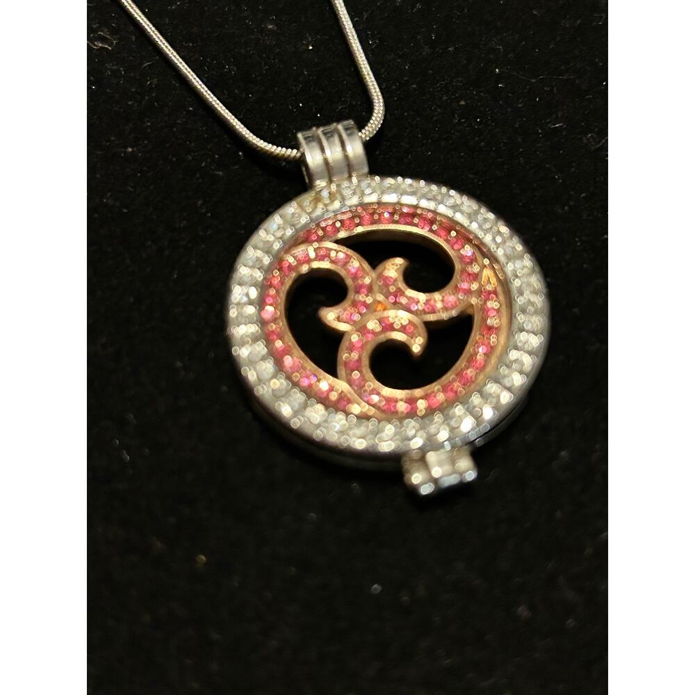 Ganz Stainless Steel Aroma Locket Necklace Spinning Om Symbol Rose Gold 31" - Picture 5 of 7